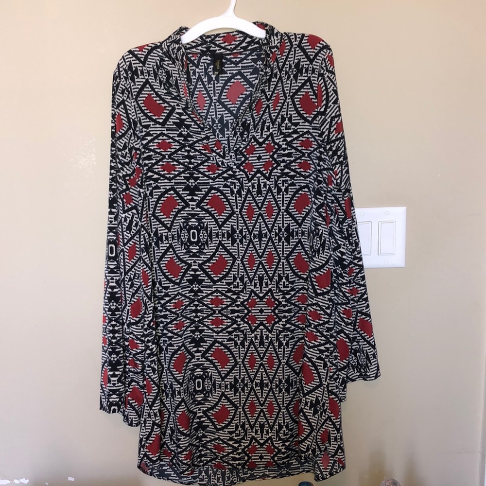 Black red and white printed dress